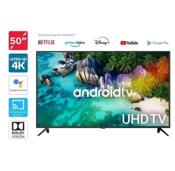 Vitron 50" Inch Frameless Smart Android TV with Bluetooth,  Netflix and Youtube UHD Television with One Year Waranty Plus FREE Wall Mount, Flash Disk, Bracket, Tv Guard, aerial and Socket extensions