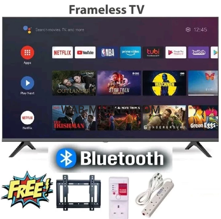 VITRON 43" INCH TV HTC4388FS BLUETOOTH FRAMELESS FHD SMART TV ANDROID TV NETFLIX ,YOUTUBE TELEVISION BUILT-IN WIFI, APP STORE 1GB-RAM 8GB-ROM+3 FREE GIFTS