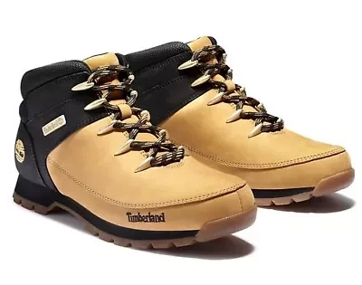 Timberland  Timberland Men's Euro Sprint Leather Hiker Boots Wheat Black orange A1NHJ