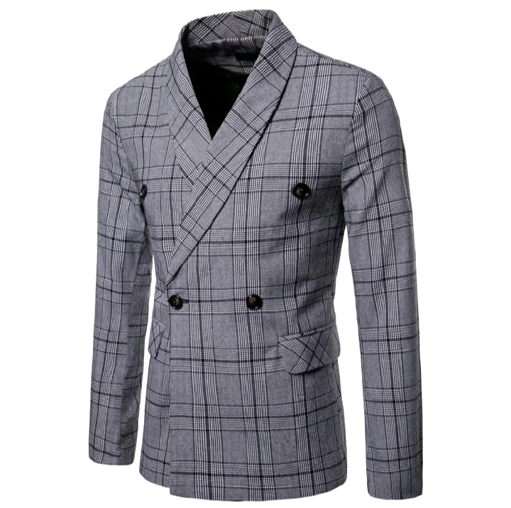 Luxury and High quality Mens Suits Blazer Jacket Men's Plaid Double-breasted Suit Mens Suits Jacket Blazer