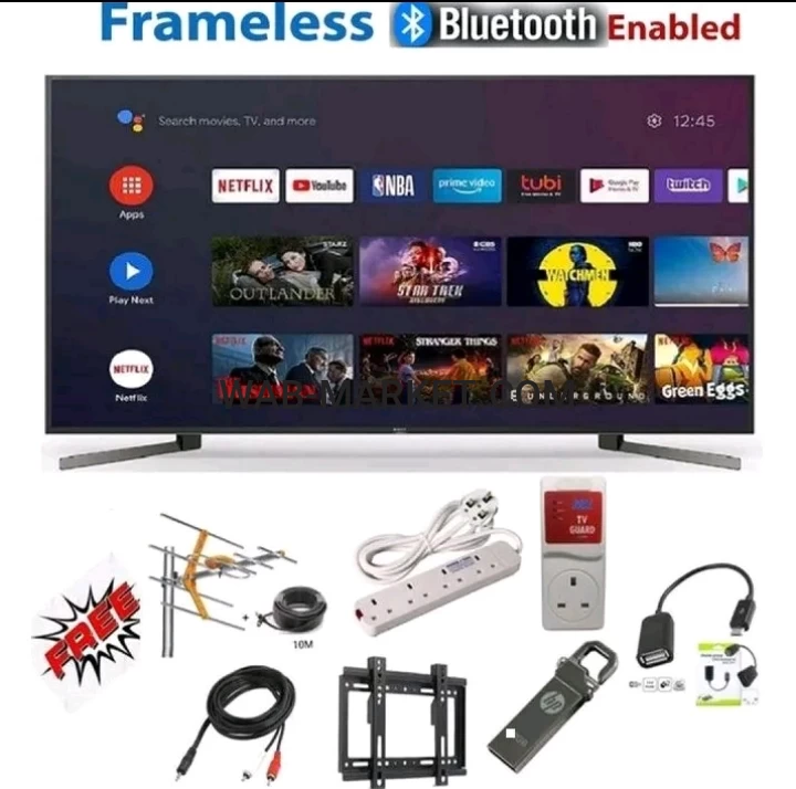 VITRON HTC 4388FS 43" INCH BLUETOOTH FRAMELESS FHD SMART ANDROID TV Inbuilt Decoder NETFLIX  YOUTUBE APP STORE 1GBRAM 8GBROM 3*HDMI Ports 2*USB Ports + 8  FREE GIFTS